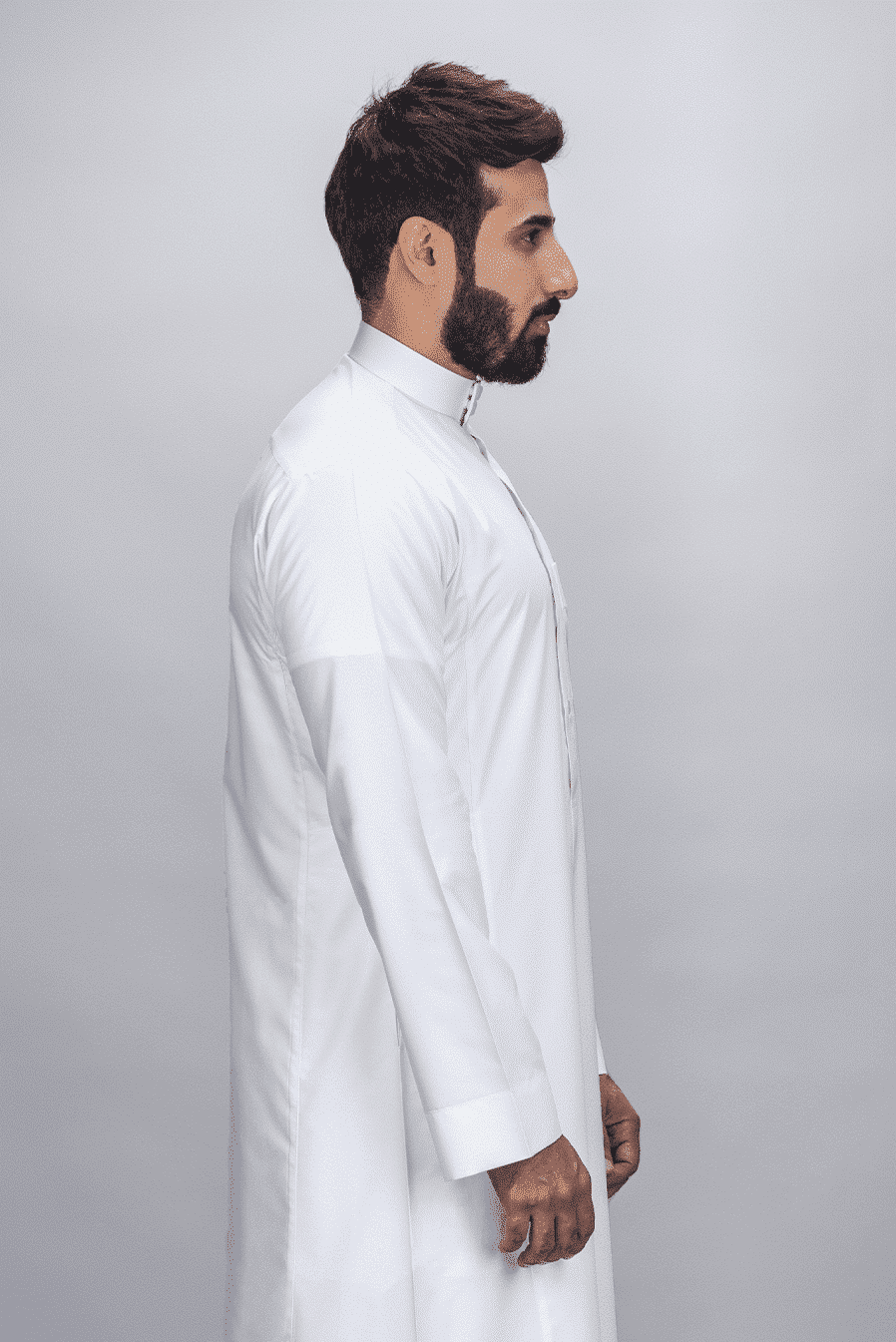 ثوب كلاسيك شبابي, جبزور مثلث, أبيض