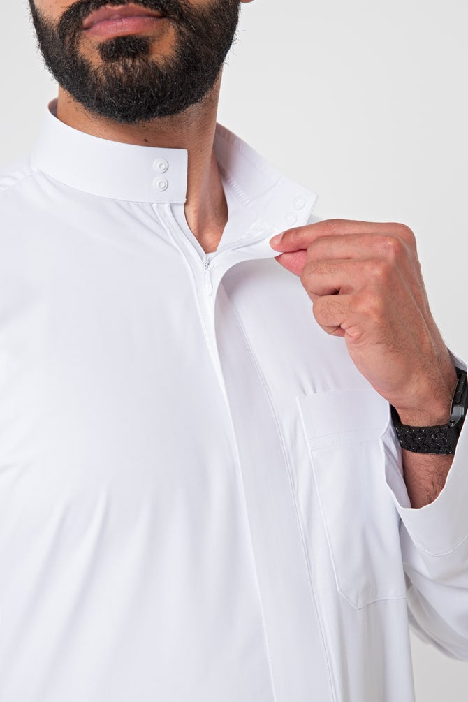 ثوب كلاسيك, سحاب مخفي, رجالي, لون أبيض