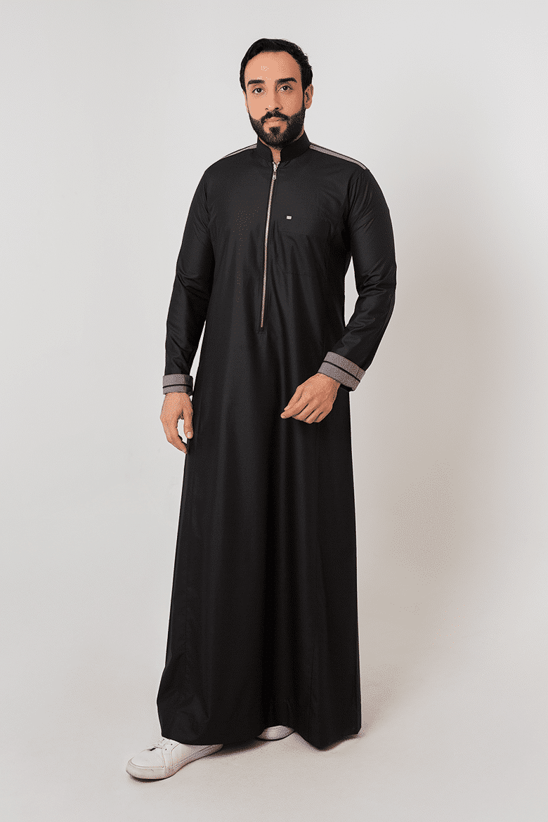 ثوب رجالي ري ثوب أسود سحاب
