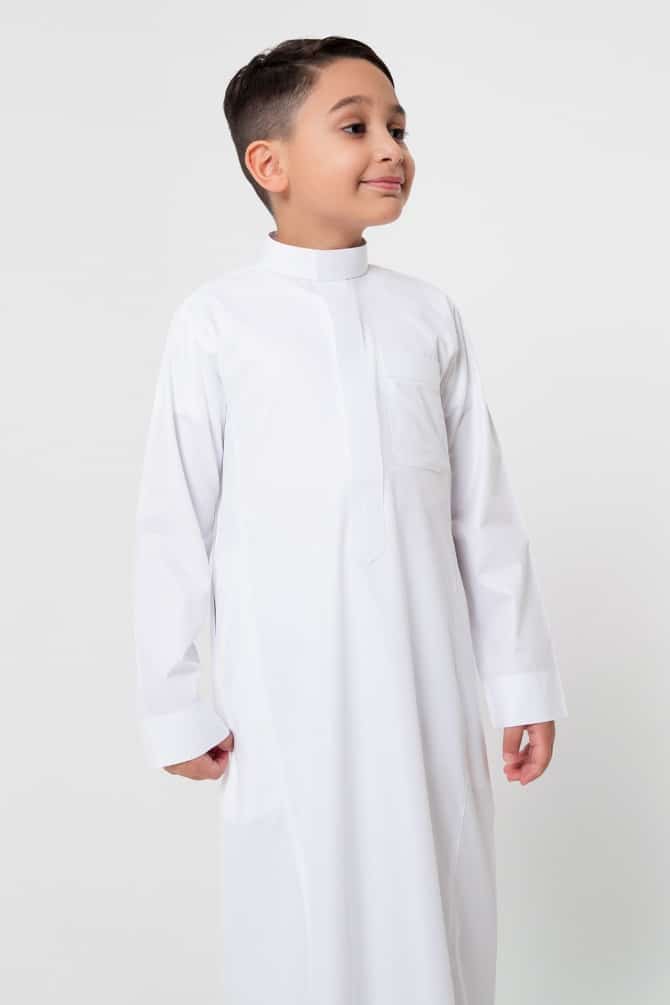 ثوب كلاسيك أطفال, سحاب مخفي, لون أبيض