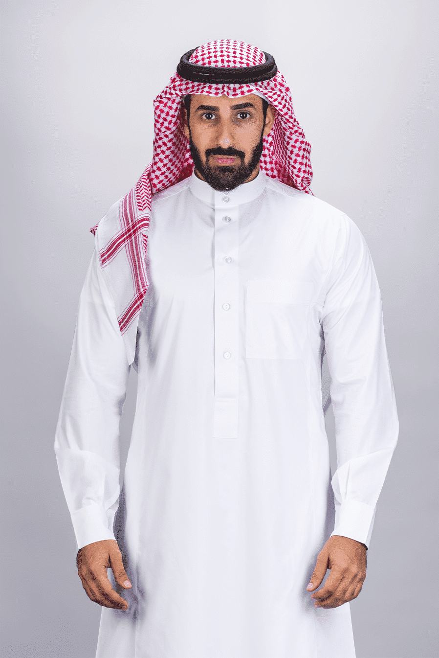Men's classic thobe, cuff sleeves, square placket, white
