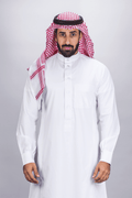 Men's classic thobe, cuff sleeves, square placket, white