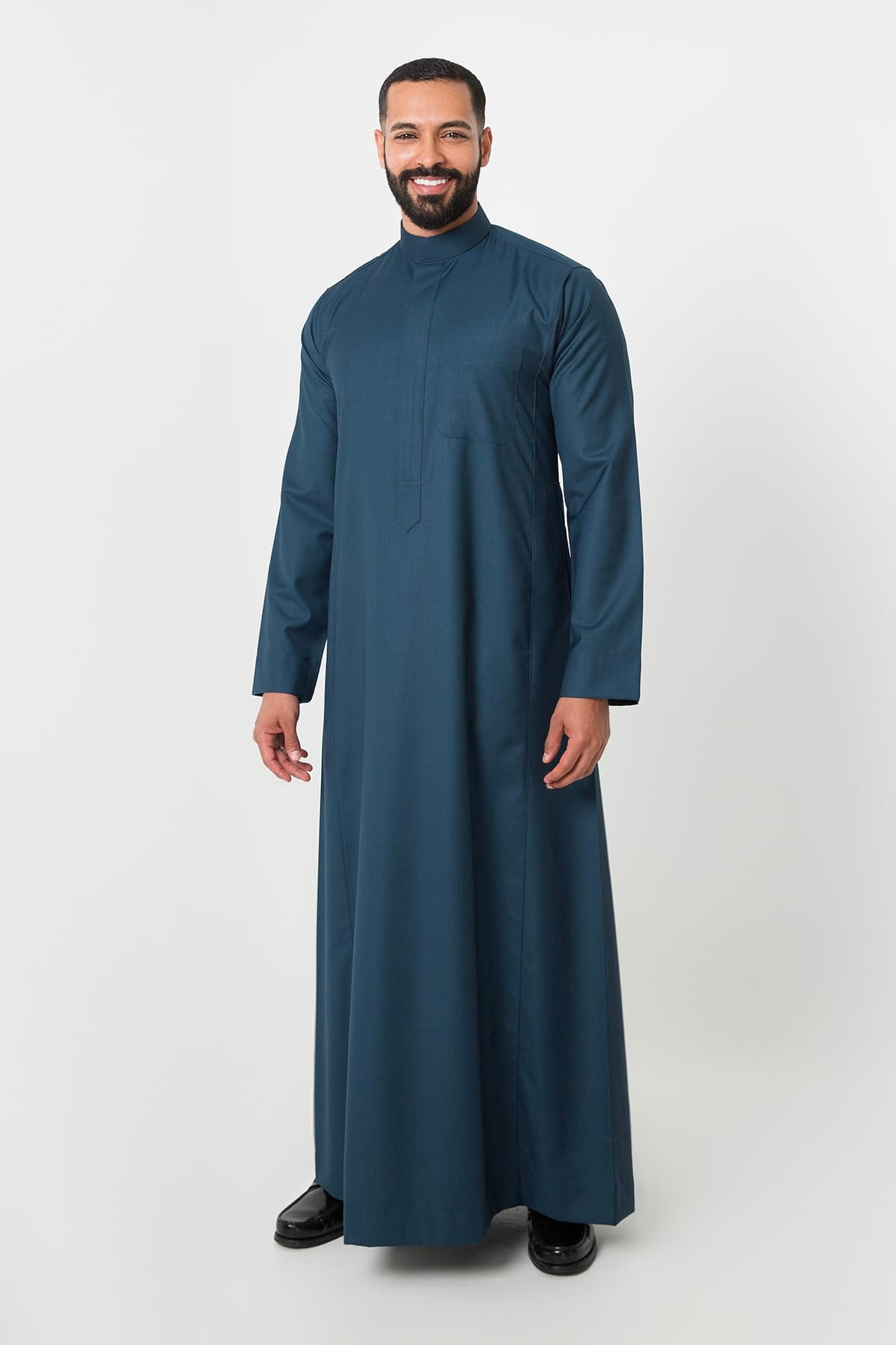 ثوب كلاسيك شتوي، لون أخضر غامق، رجالي