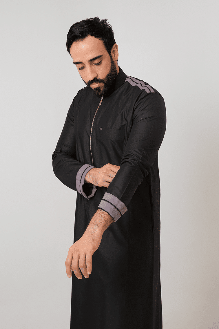 ثوب رجالي ري ثوب أسود سحاب