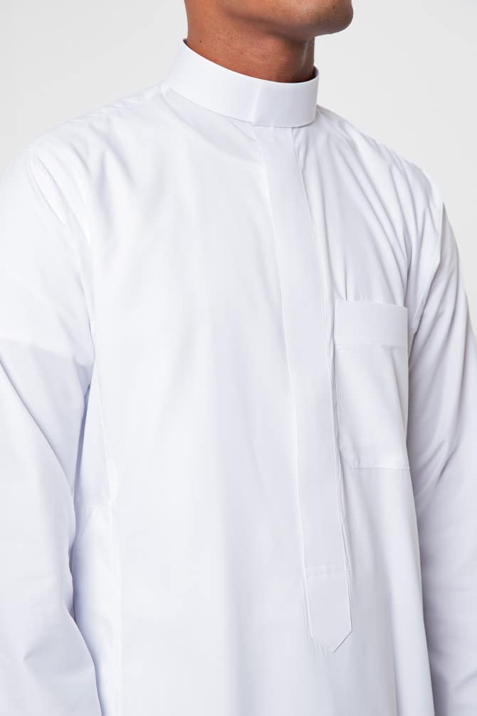 ثوب كلاسيك شبابي, سحاب مخفي, لون أبيض