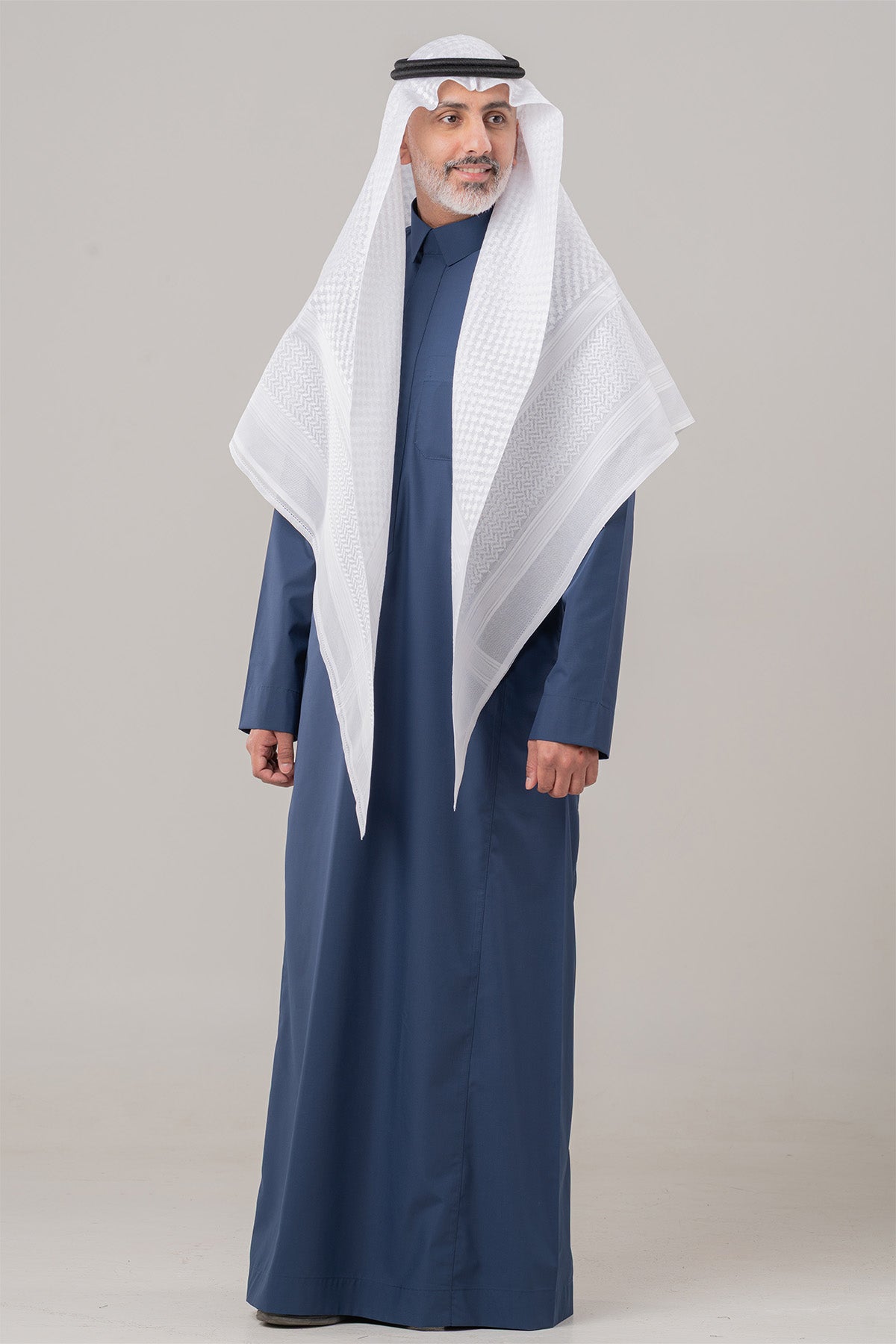 Men's Stylish Half-Stand Collar Thobe – Navy Business Thobe