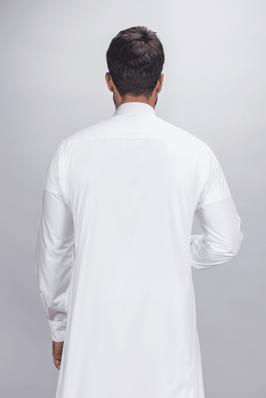 Men's classic thobe, cuff sleeves, square placket, white