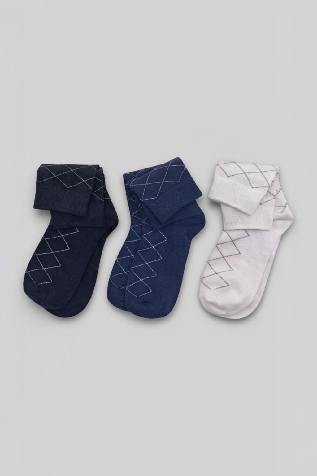 Men's 3-Pack Diamond Pattern Long Cotton Socks