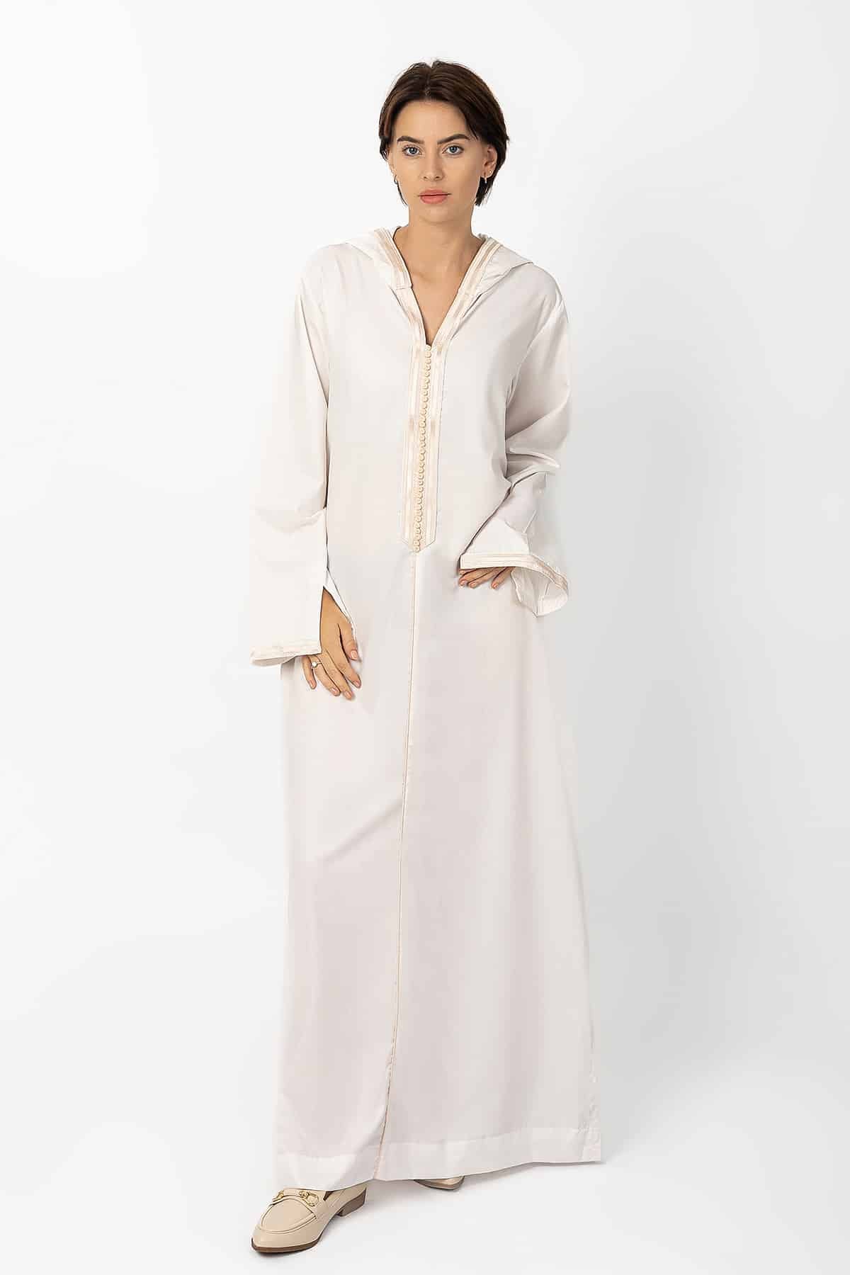 Women's Moroccan Cream Jalabiya
