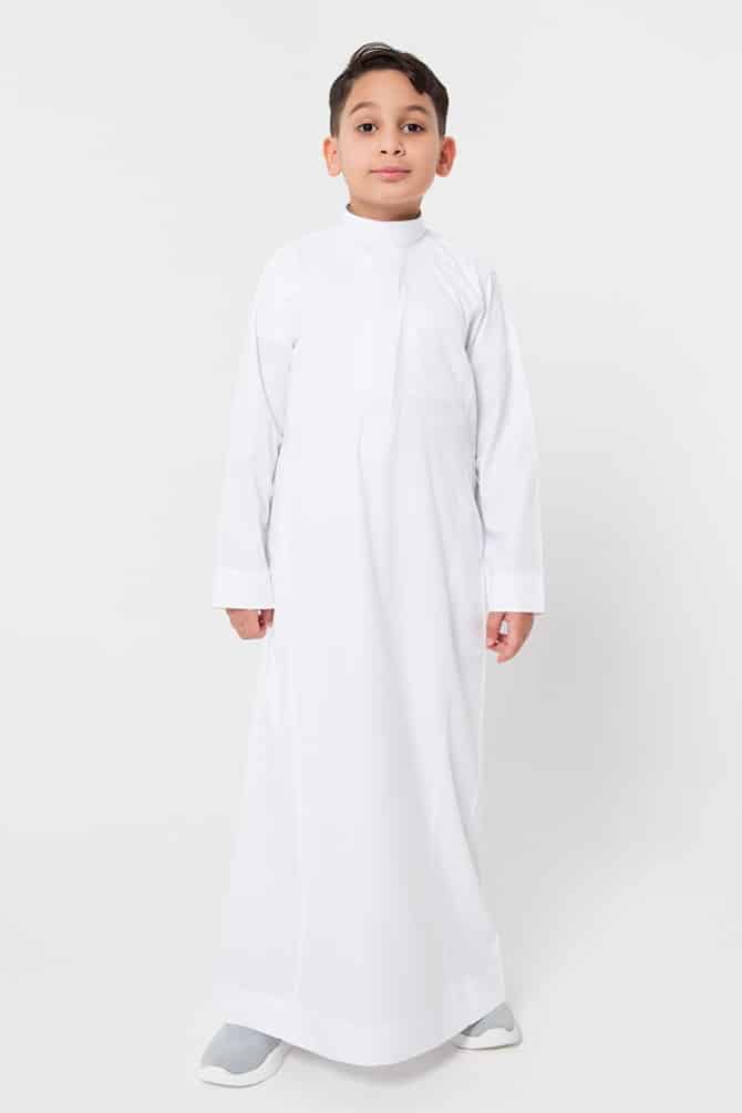 ثوب كلاسيك أطفال, سحاب مخفي, لون أبيض