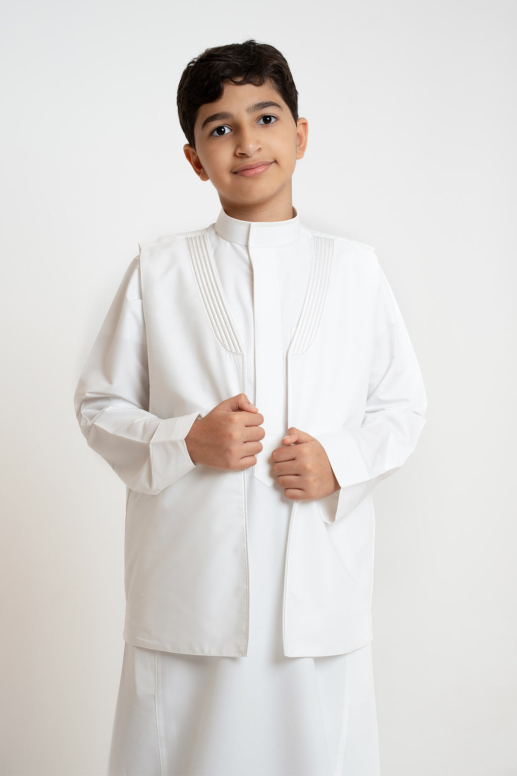 Elegant youth dress with embellishments – cream
