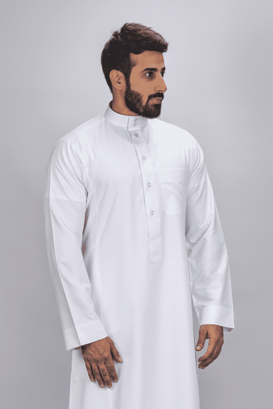 ثوب كلاسيك شبابي, جبزور مثلث, أبيض
