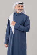 Men's Stylish Half-Stand Collar Thobe – Navy Business Thobe