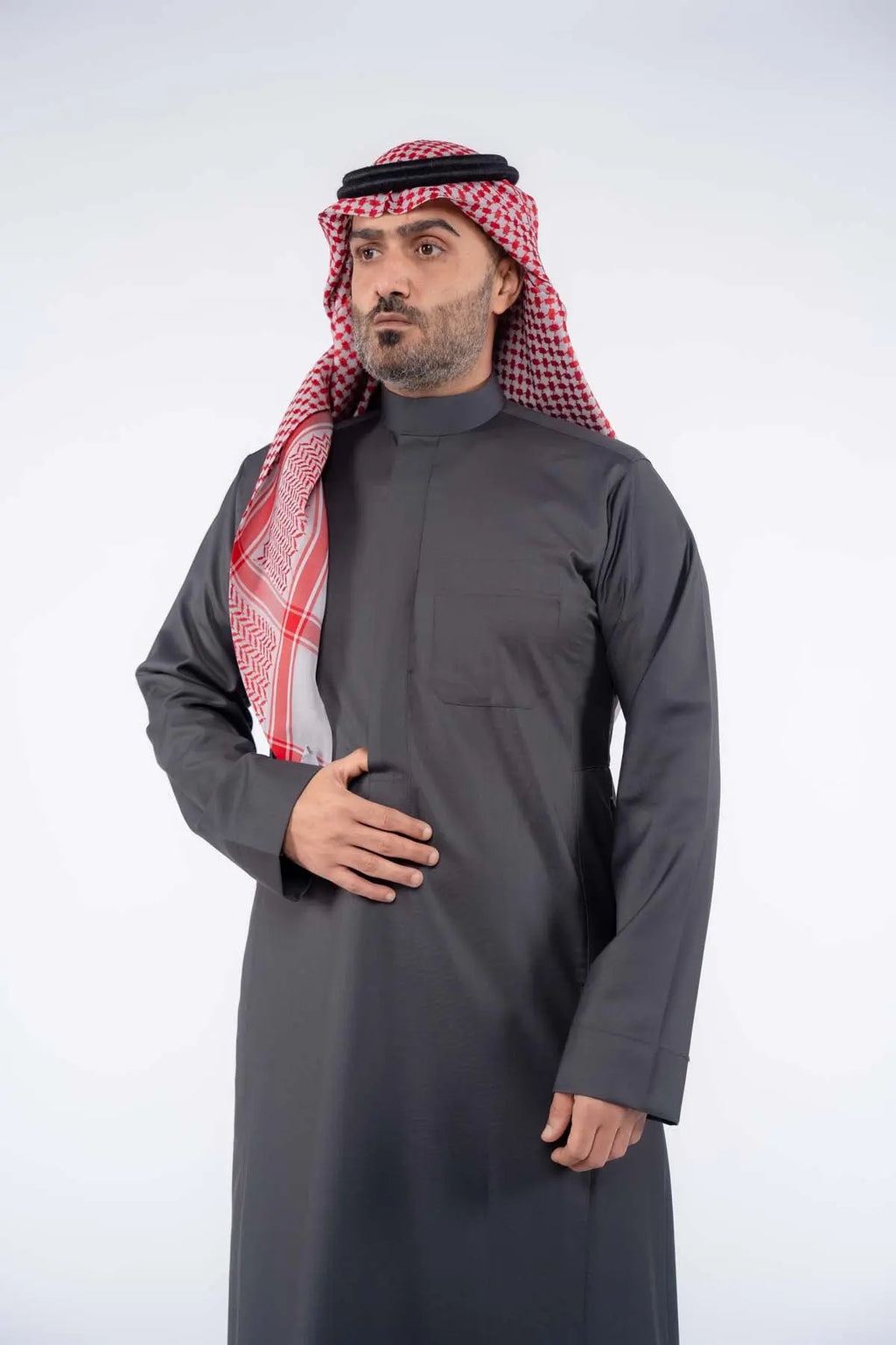 ثوب كلاسيك شتوي رجالي رمادي غامق