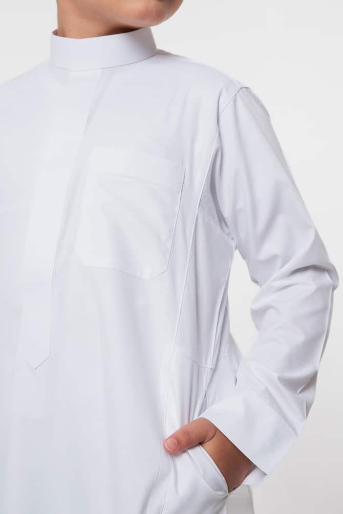 ثوب كلاسيك أطفال, سحاب مخفي, لون أبيض