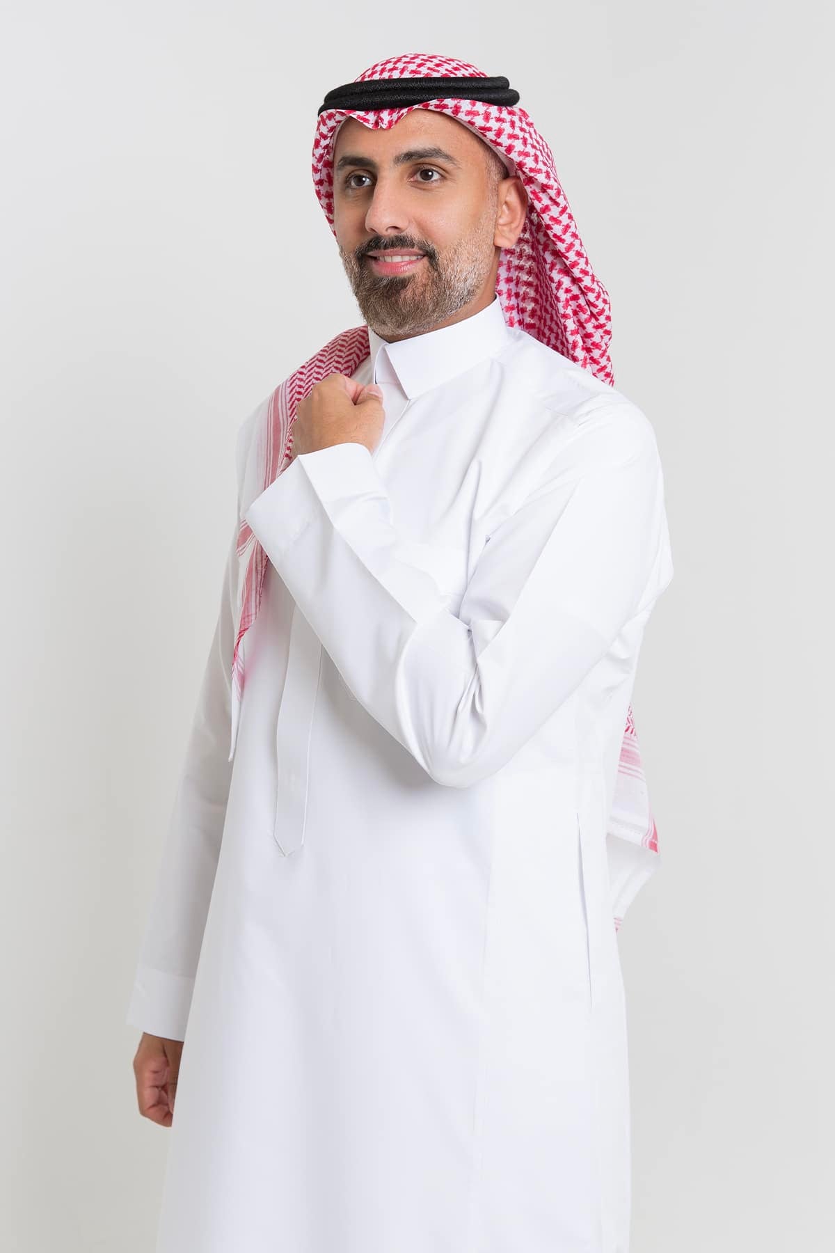 ثوب فاخر فينو أبيض – ياقة قلاب