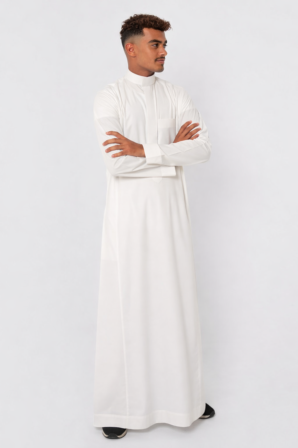 ثوب كلاسيك شبابي, سحاب مخفي, لون كريمي