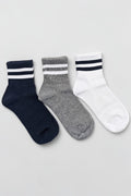 Men's Cotton Sports Striped Socks, Black – White – Gray