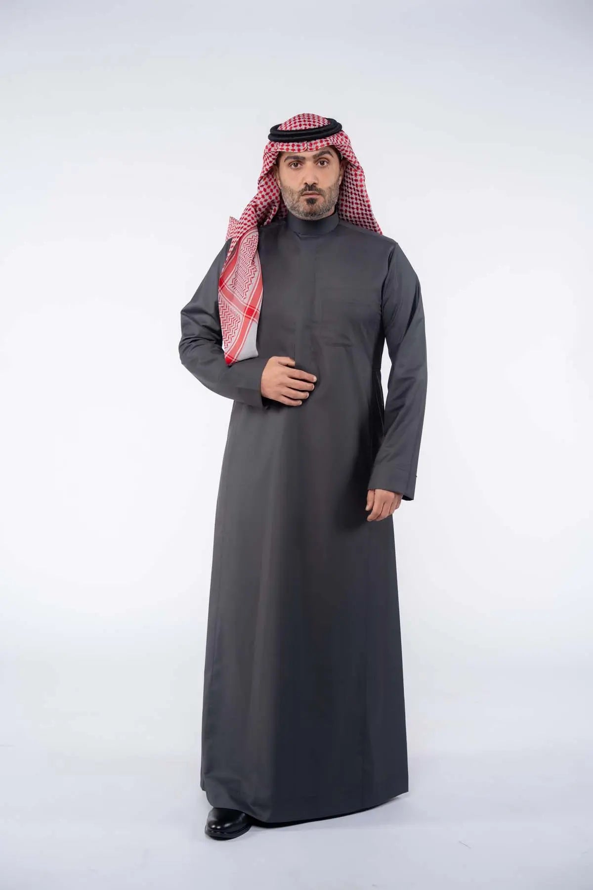 ثوب كلاسيك شتوي رجالي رمادي غامق
