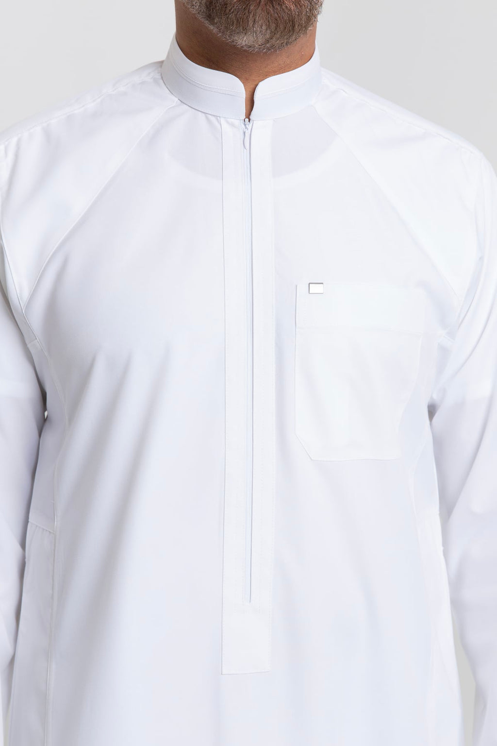Men's thobe, white, with hidden zipper