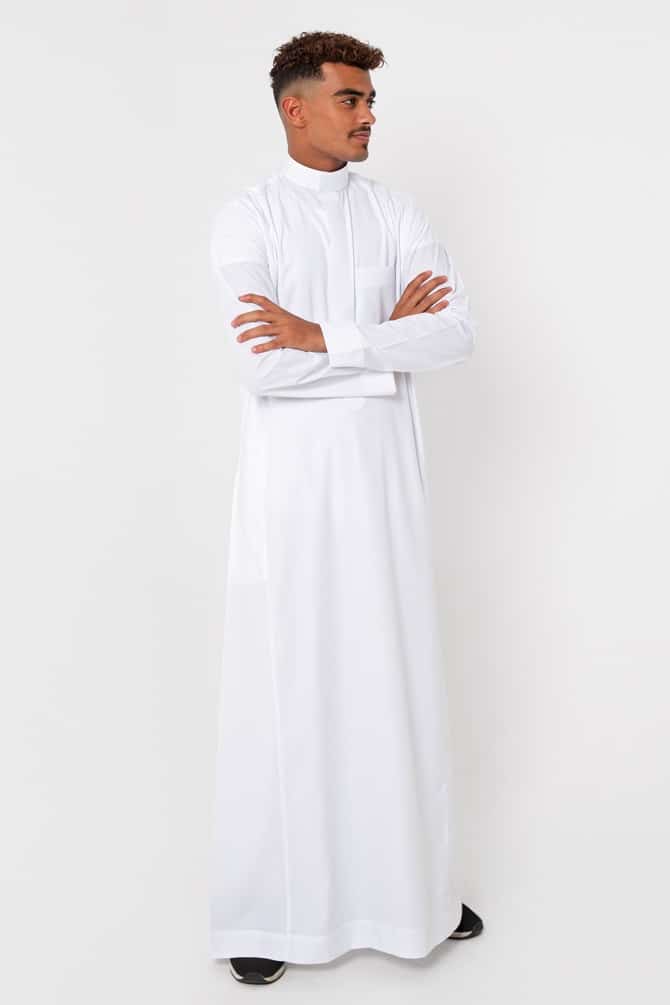 Classic youthful thobe, hidden zipper, white color