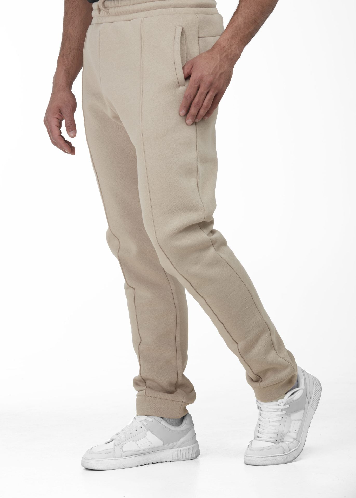 Beige casual trousers, long trousers