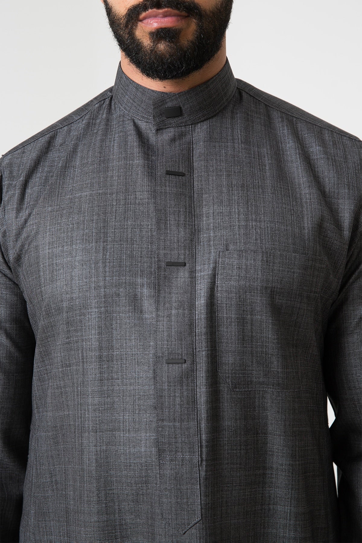 Winter thawb, gray, plain sleeves, men's