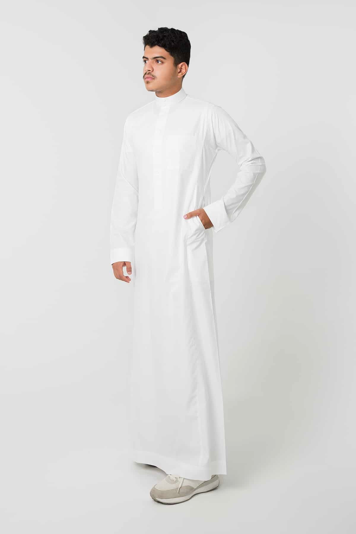 ثوب كلاسيك شبابي, جبزور مربع, كريمي
