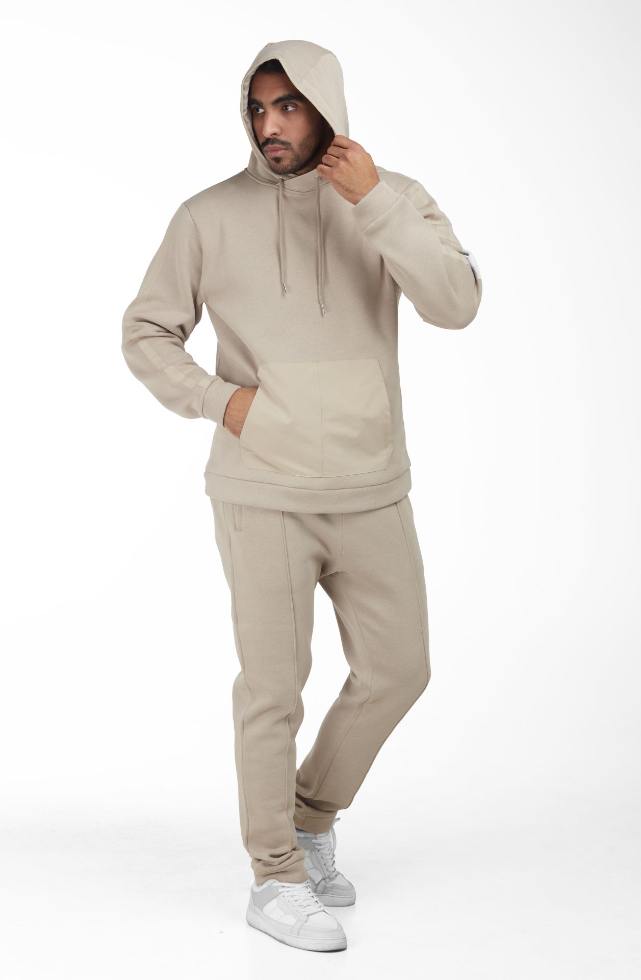 Beige casual trousers, long trousers