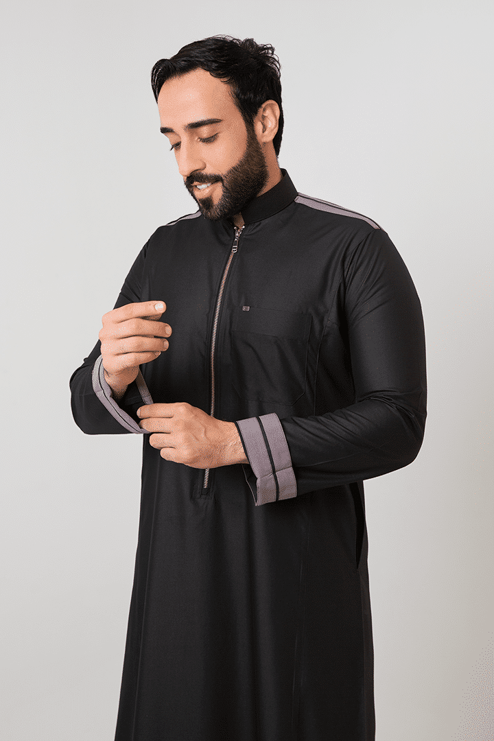 ثوب رجالي ري ثوب أسود سحاب