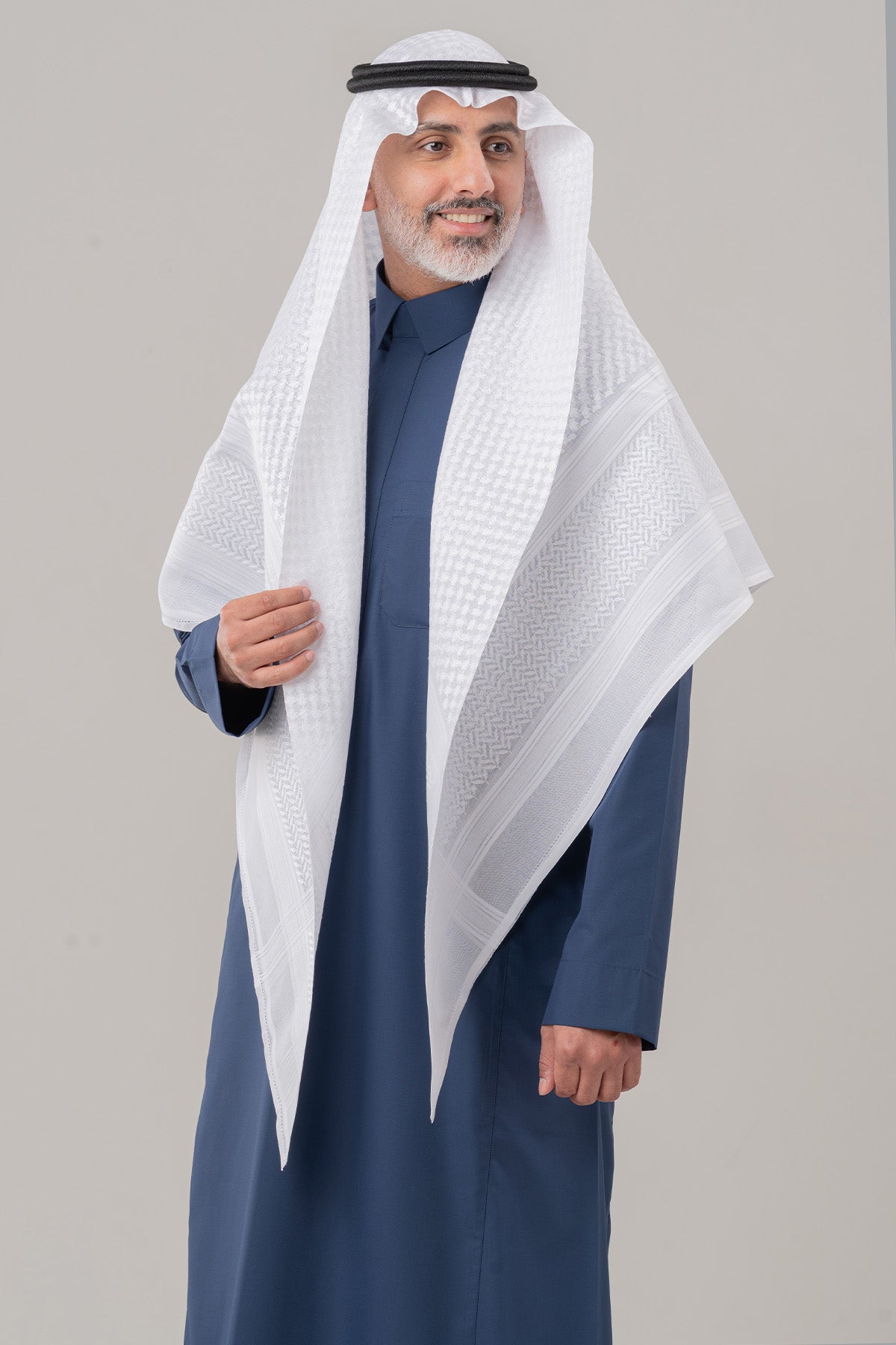 Men's Stylish Half-Stand Collar Thobe – Navy Business Thobe