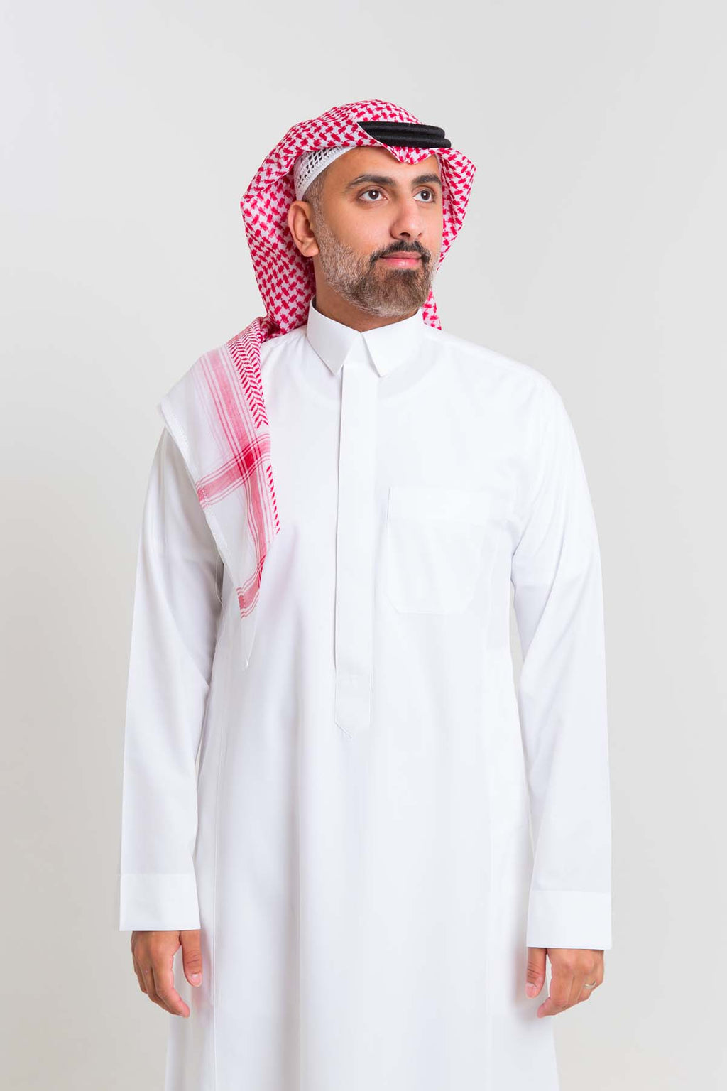 ثوب أعمال برايم – أبيض – أكمام سادة, قلاب