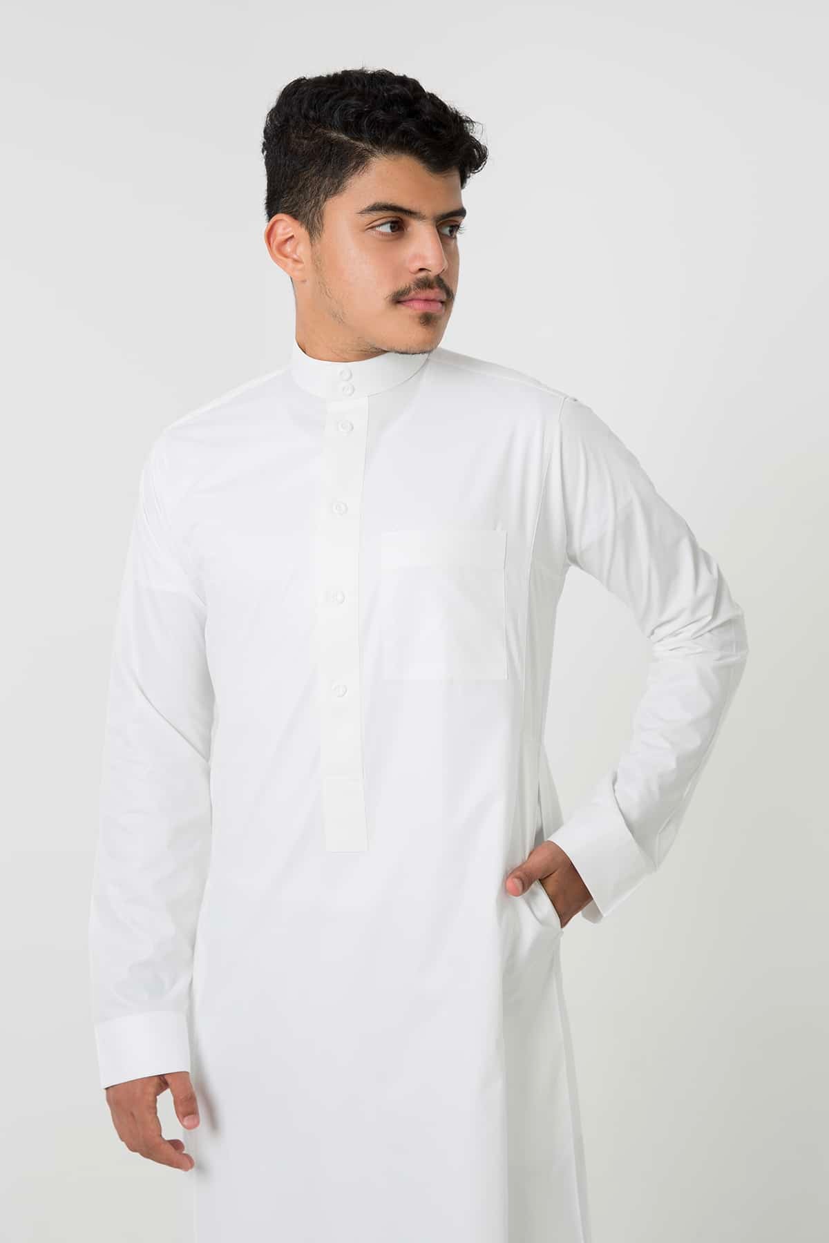 ثوب كلاسيك شبابي, جبزور مربع, كريمي