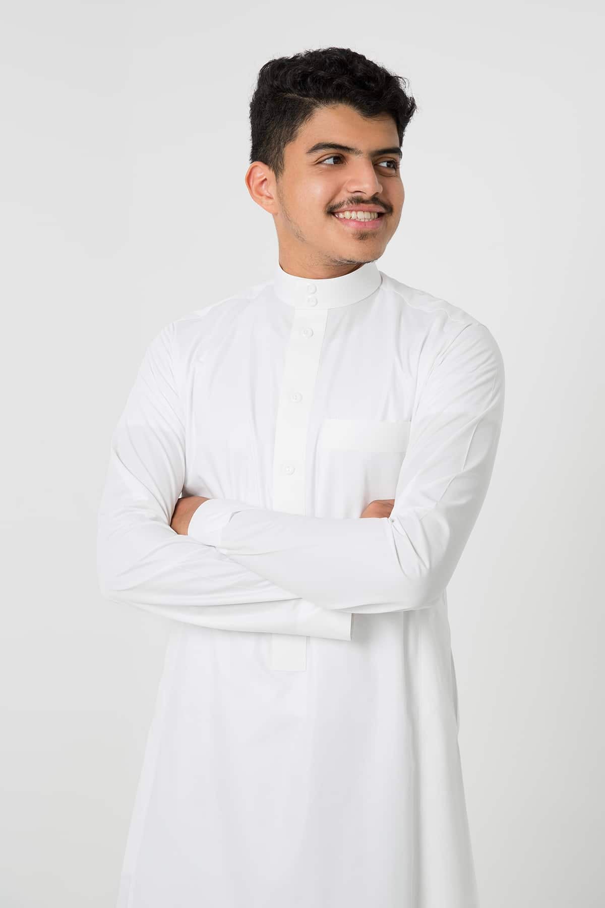 ثوب كلاسيك شبابي, جبزور مربع, كريمي