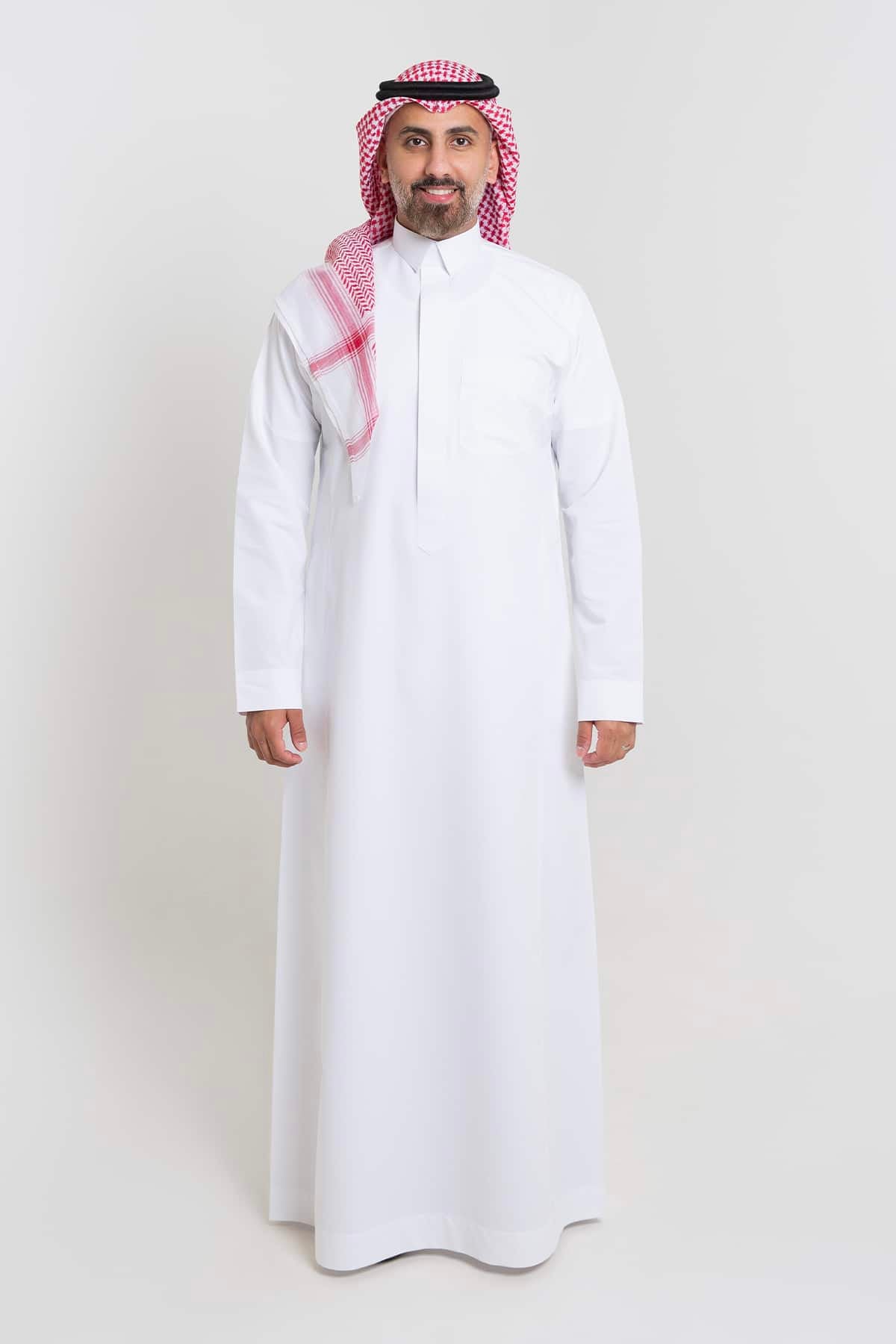 ثوب فاخر فينو أبيض – ياقة قلاب