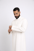 ثوب كلاسيك قلاب, سحاب مخفي, رجالي, لون كريمي