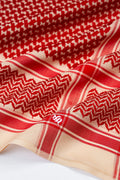 Men's standard red shemagh with a beige background
