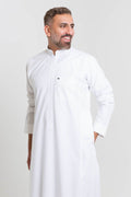 Men's thobe, white, with hidden zipper