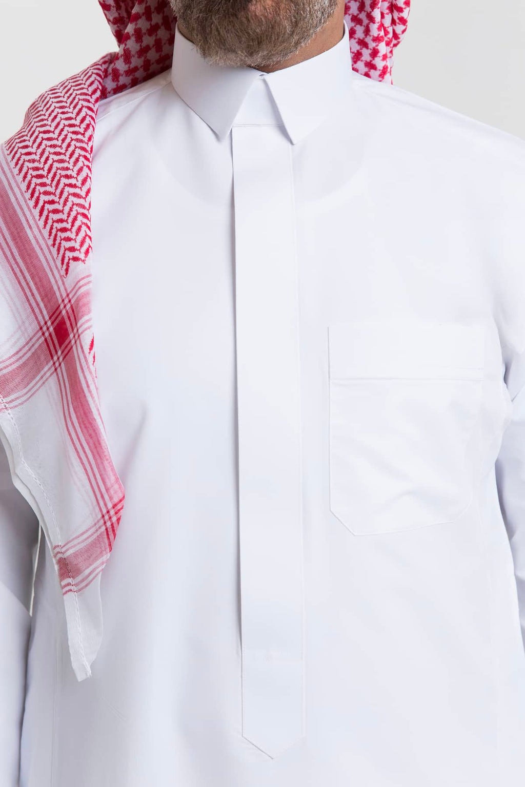 ثوب فاخر فينو أبيض – ياقة قلاب