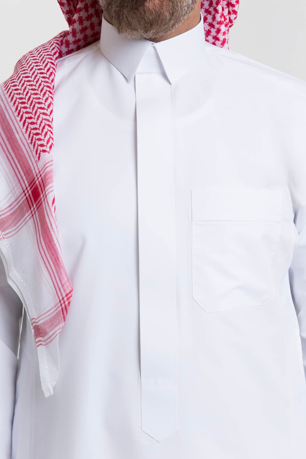 ثوب فاخر فينو أبيض – ياقة قلاب