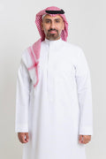 ثوب فاخر فينو أبيض – ياقة سادة
