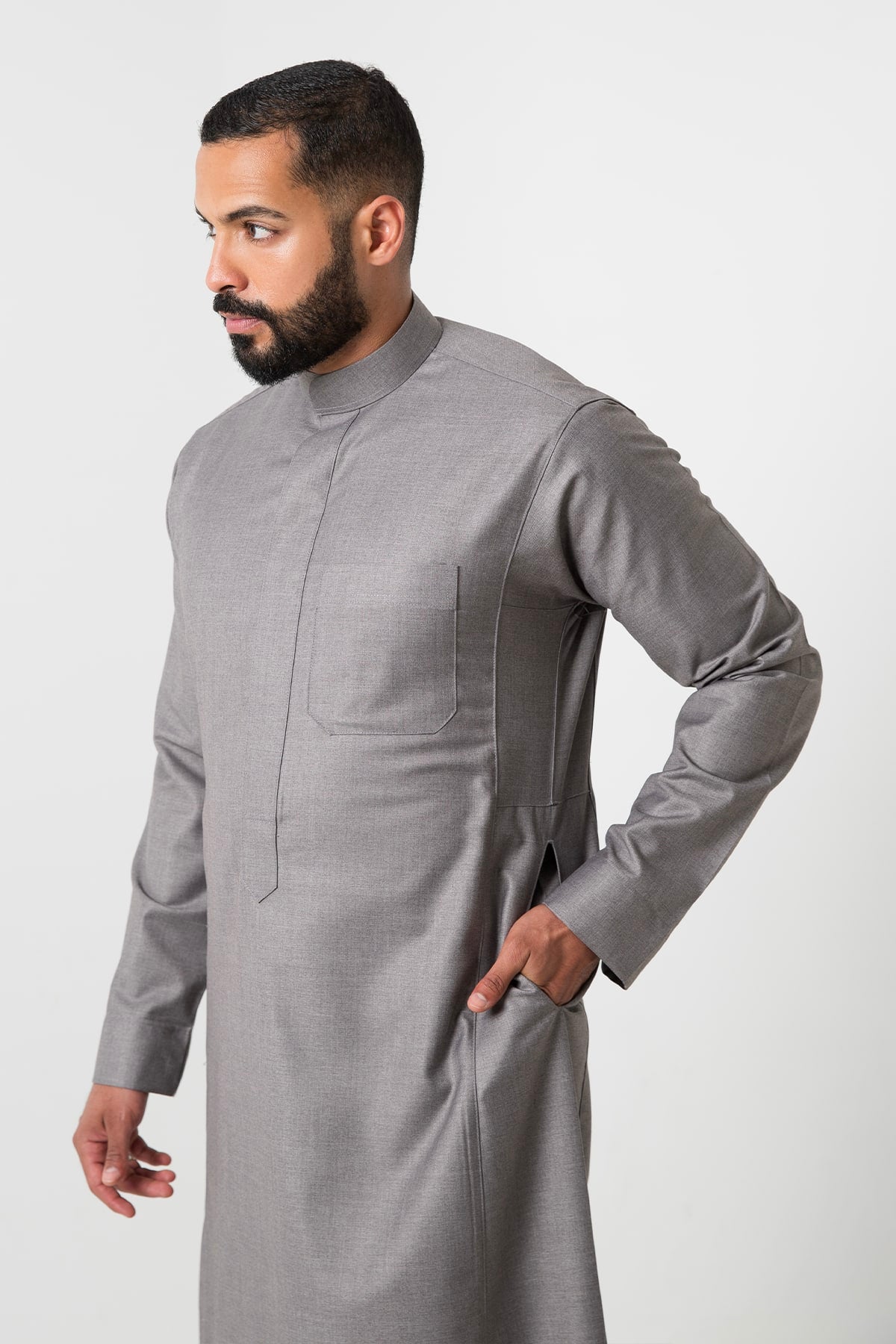 Men's dark gray winter thobe