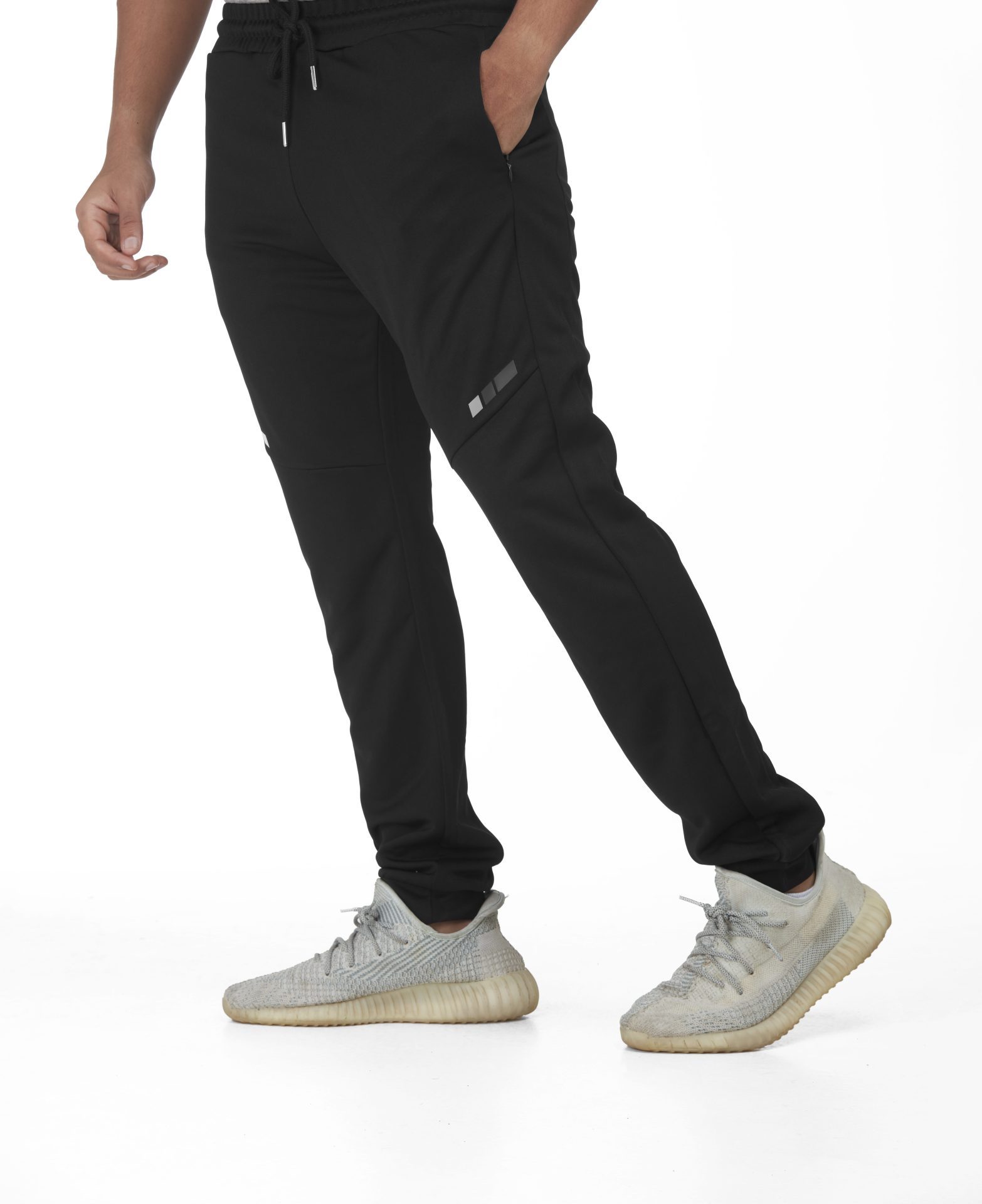 Black glow print trousers, long trousers