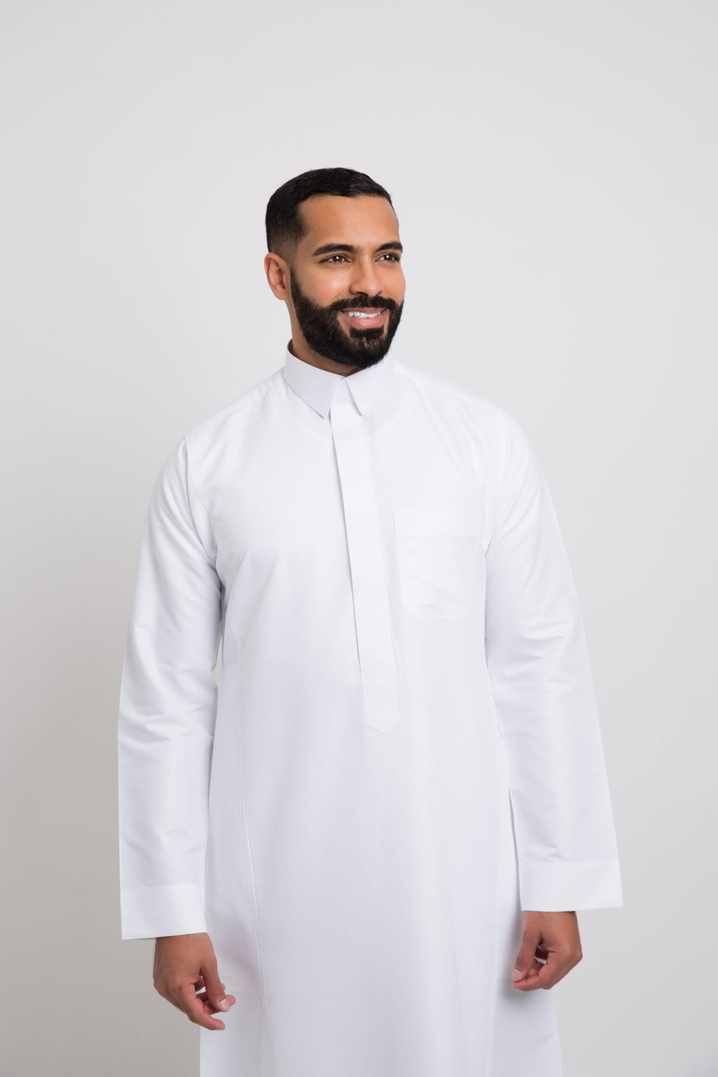ثوب كلاسيك قلاب, سحاب مخفي, رجالي, لون أبيض