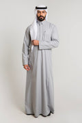 Gray business dress, zip, lapel collar