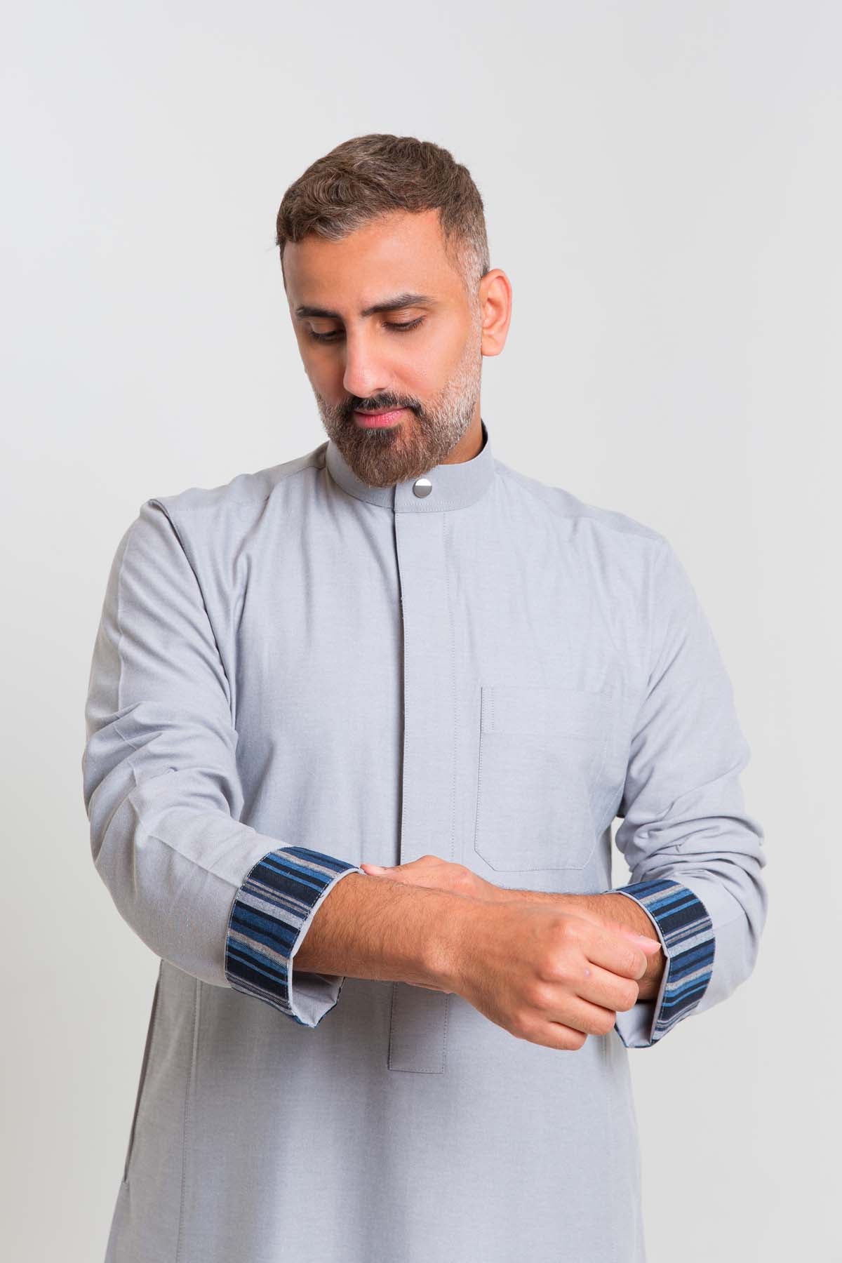 ثوب رجالي ري ثوب اكسفورد رمادي