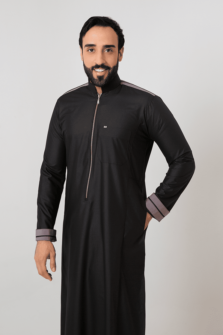 ثوب رجالي ري ثوب أسود سحاب