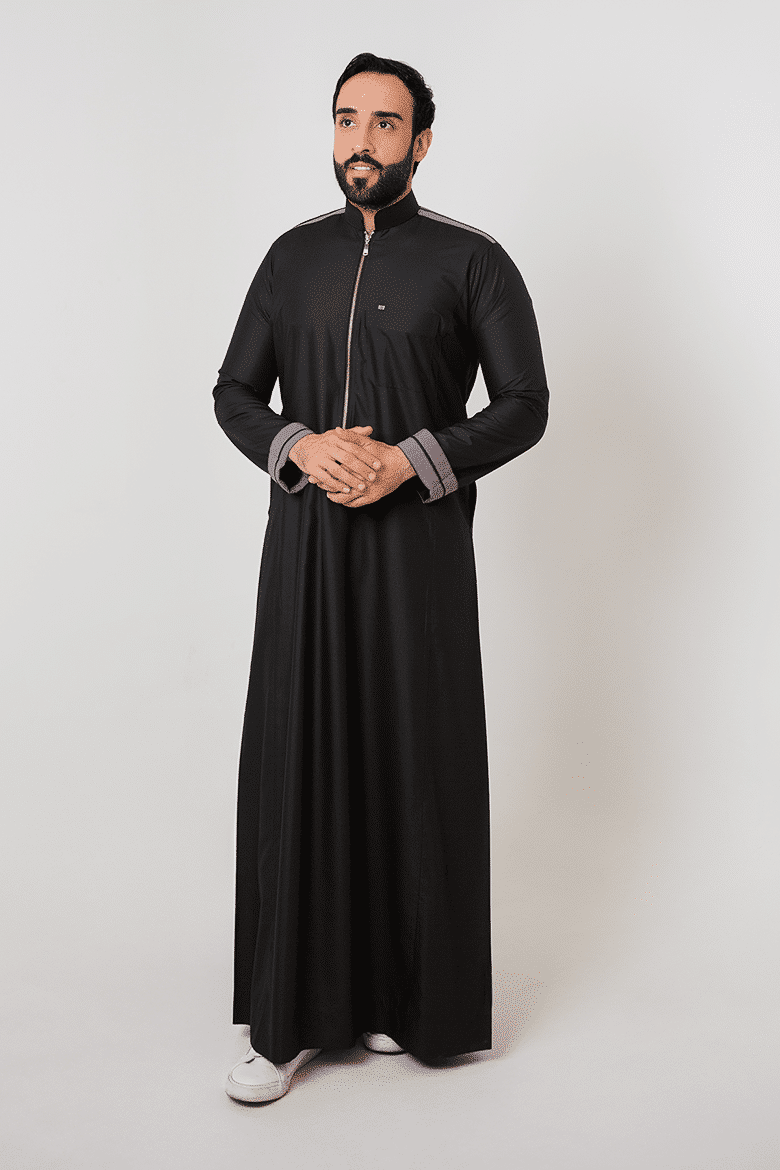 ثوب رجالي ري ثوب أسود سحاب