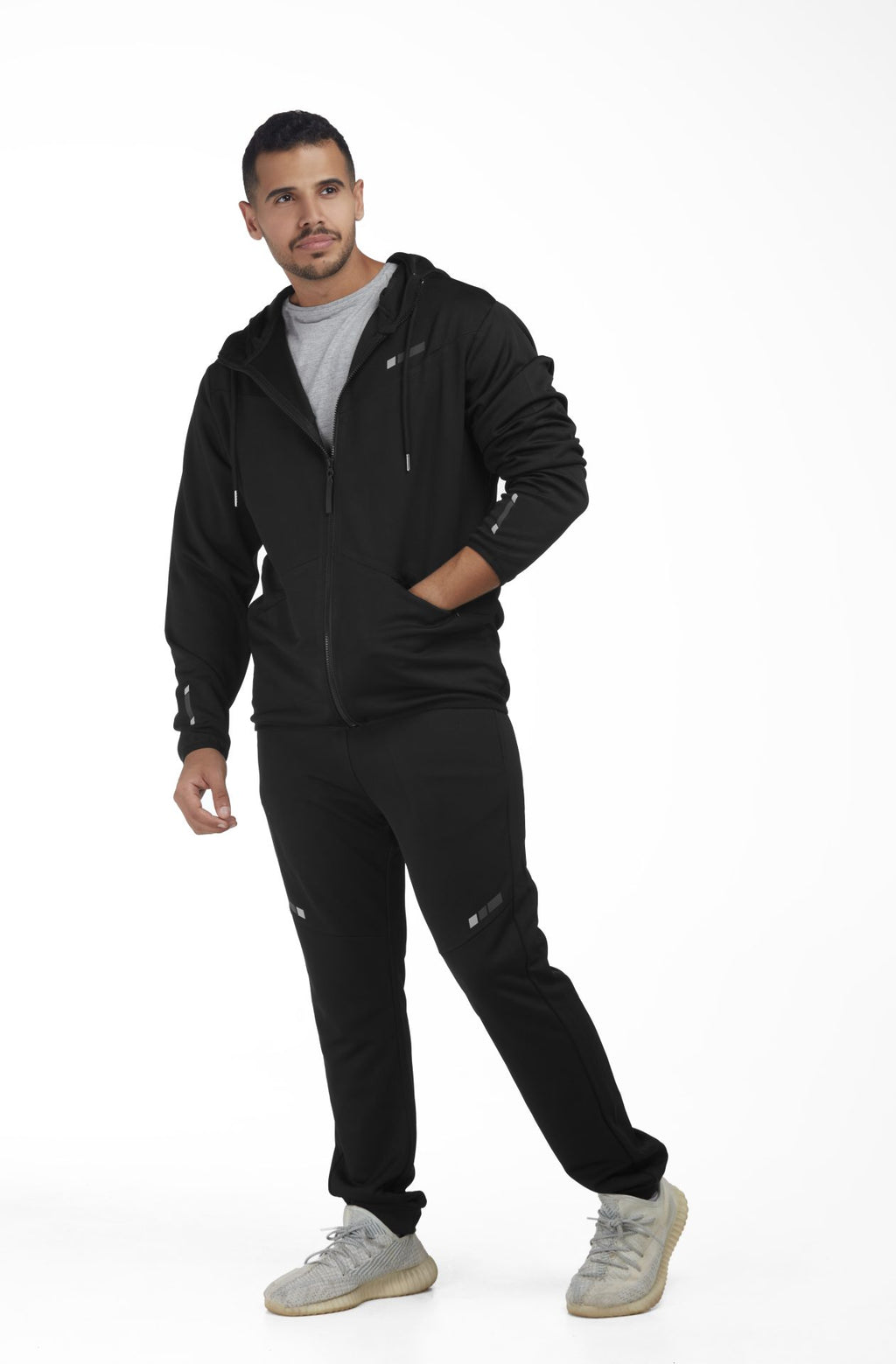 Black glow print trousers, long trousers