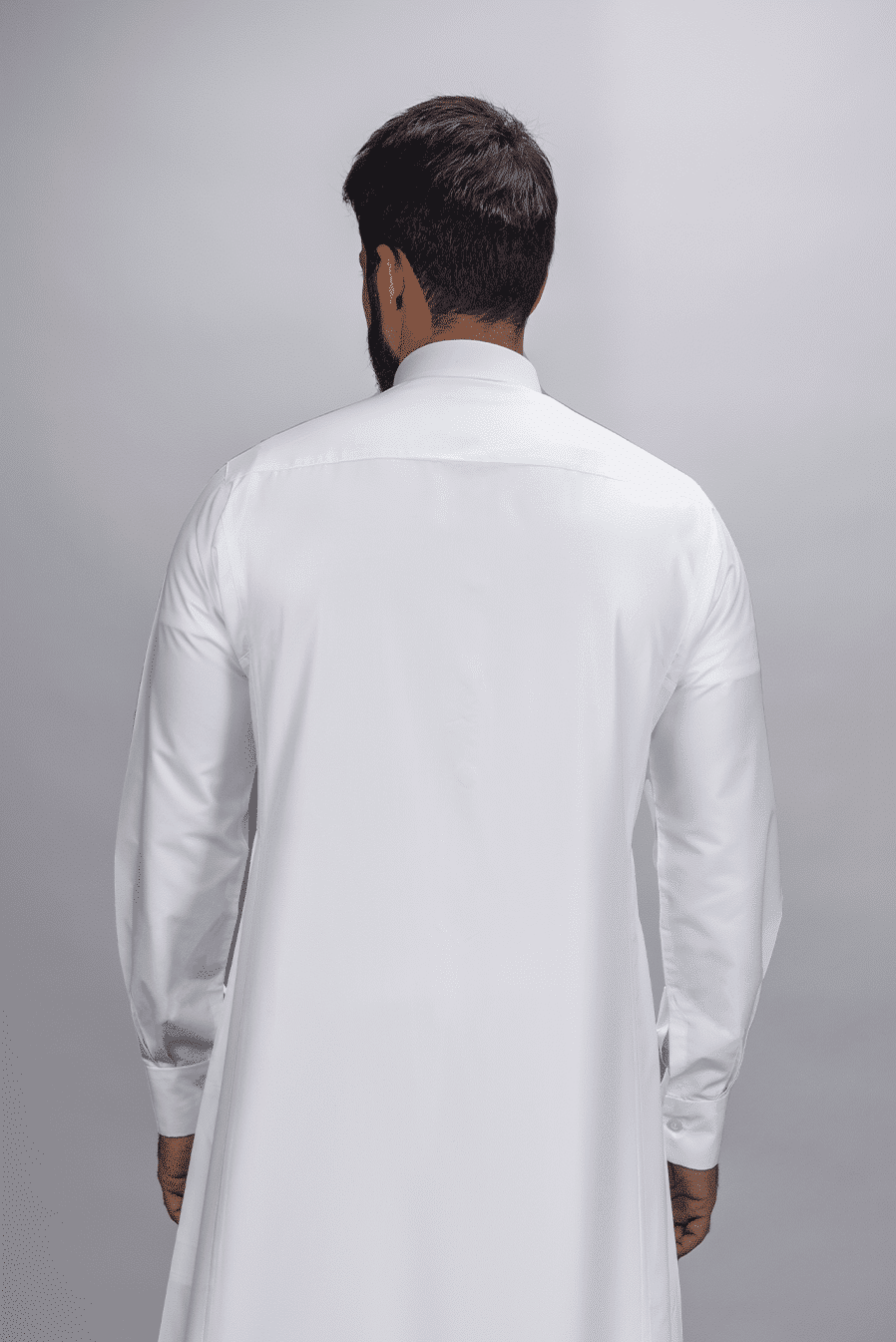 ثوب كلاسيك شبابي , أكمام كبك, أبيض